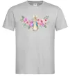 Мужская футболка Кролик в квітах Серый фото