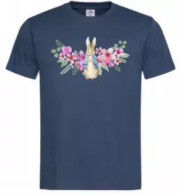 Мужская футболка Кролик в квітах Темно-синий фото