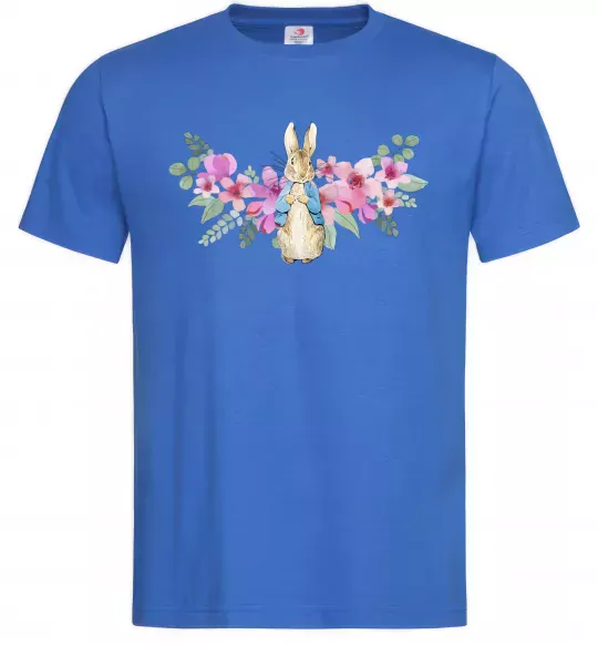 Мужская футболка Кролик в квітах Ярко-синий фото