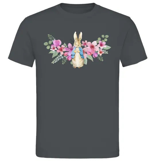 Мужская футболка Кролик в квітах Графит фото