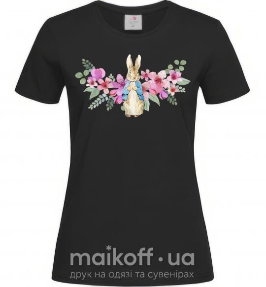 Женская футболка Кролик в цветах Черный фото