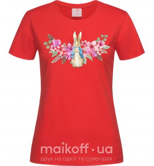 Женская футболка Кролик в цветах Красный фото