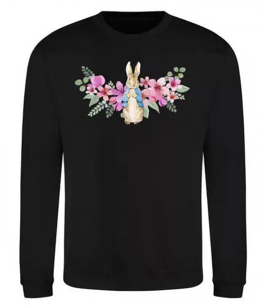 Свитшот Кролик в квітах Черный фото