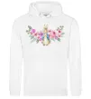 Мужская толстовка (худи) Кролик в квітах Белый фото