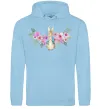 Мужская толстовка (худи) Кролик в квітах Голубой фото