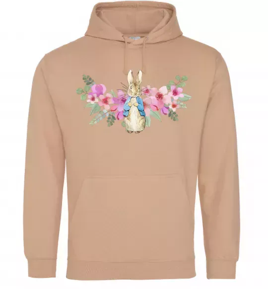 Жіноча толстовка (худі) Кролик в квітах Пісочний фото