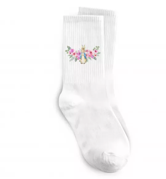 Носки Кролик в квітах Белый фото