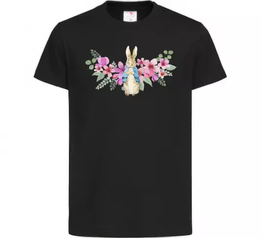 Дитяча футболка Кролик в квітах Чорний фото