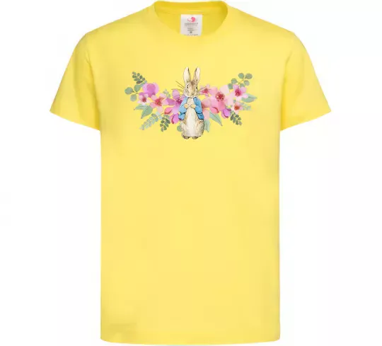 Дитяча футболка Кролик в квітах Лимонний фото