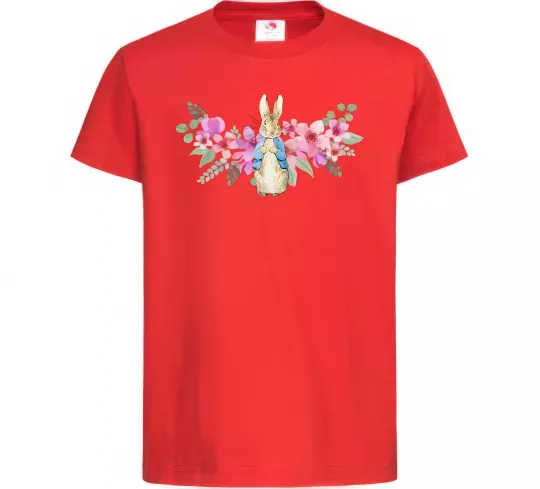 Дитяча футболка Кролик в квітах Червоний фото