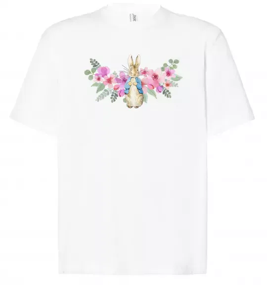 Футболка Оверсайз Кролик в квітах Белый фото