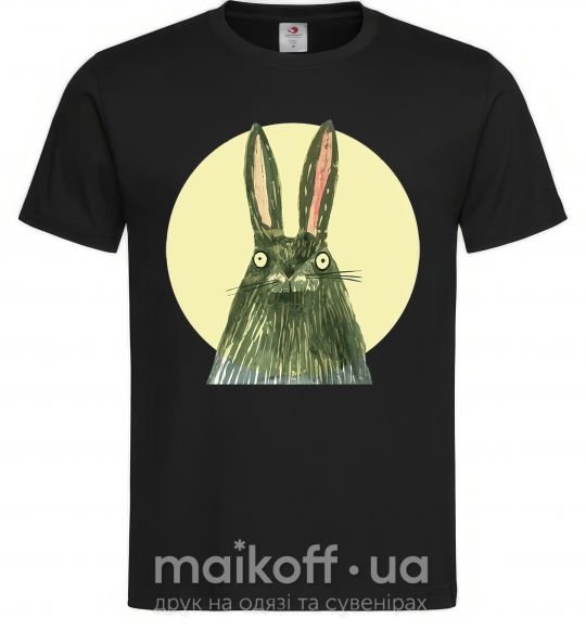 Мужская футболка Кролик под луной Черный фото