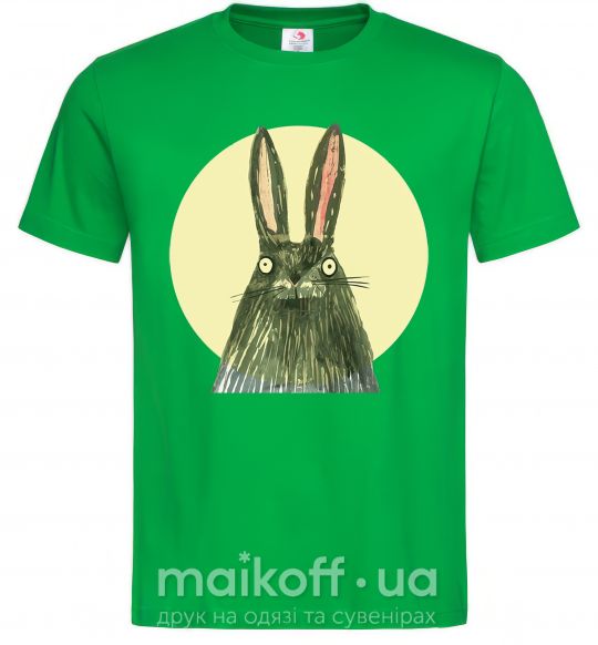 Мужская футболка Кролик под луной Зеленый фото