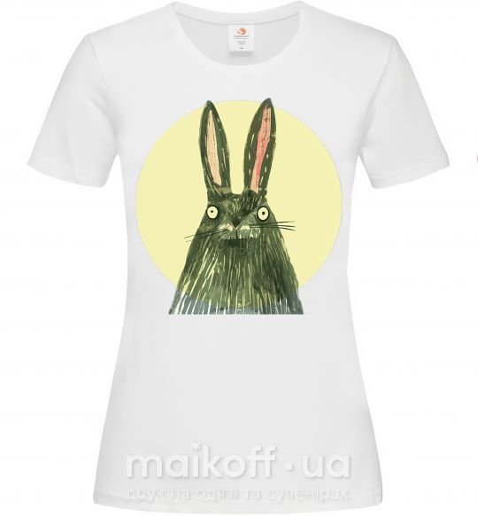 Женская футболка Кролик под луной Белый фото