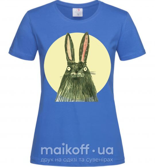 Женская футболка Кролик под луной Ярко-синий фото