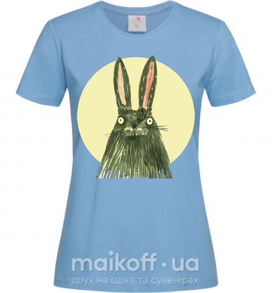 Женская футболка Кролик под луной Голубой фото