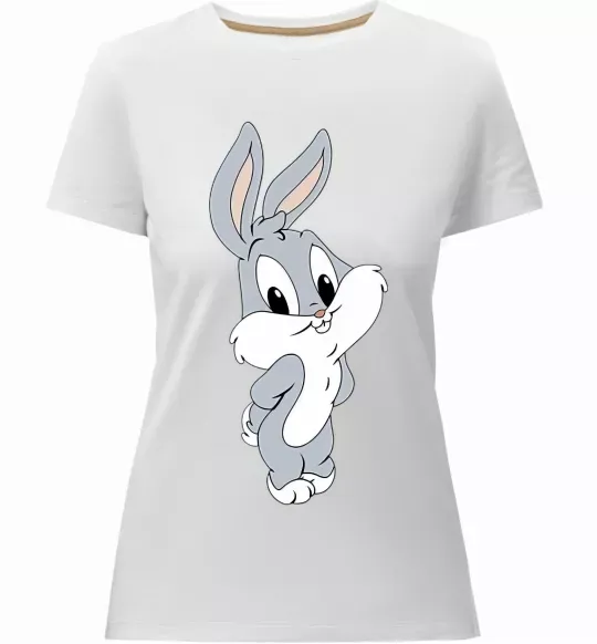 Женская премиум футболка Маленький Бакс Банні Белый фото