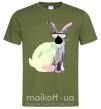 Мужская футболка Кролик градиент в очках Оливковый фото