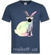 Мужская футболка Кролик градиент в очках Темно-синий фото