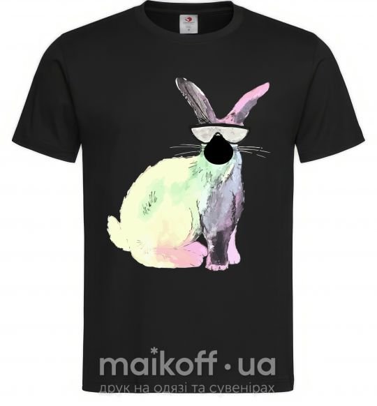 Чоловіча футболка Кролик градиент в очках Чорний фото