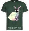 Мужская футболка Кролик градиент в очках Темно-зеленый фото