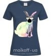 Жіноча футболка Кролик градиент в очках Темно-синій фото