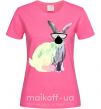 Женская футболка Кролик градиент в очках Ярко-розовый фото