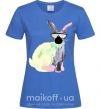 Жіноча футболка Кролик градиент в очках Яскраво-синій фото