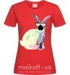 Женская футболка Кролик градиент в очках Красный фото
