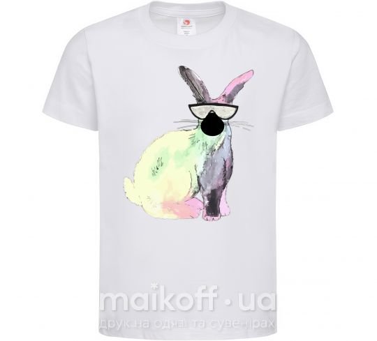 Детская футболка Кролик градиент в очках Белый фото