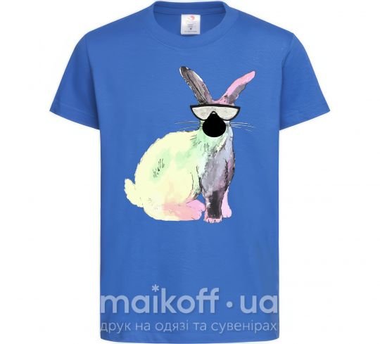 Детская футболка Кролик градиент в очках Ярко-синий фото