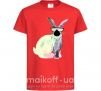 Детская футболка Кролик градиент в очках Красный фото