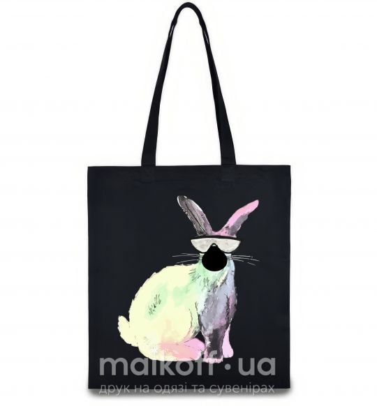 Эко-сумка Кролик градиент в очках Черный фото