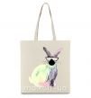 Эко-сумка Кролик градиент в очках Бежевый фото