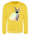 Світшот Кролик градиент в очках Сонячно жовтий фото