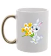 Чашка с цветной ручкой Заєць з нарцисами Золото фото