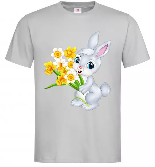 Мужская футболка Заєць з нарцисами Серый фото