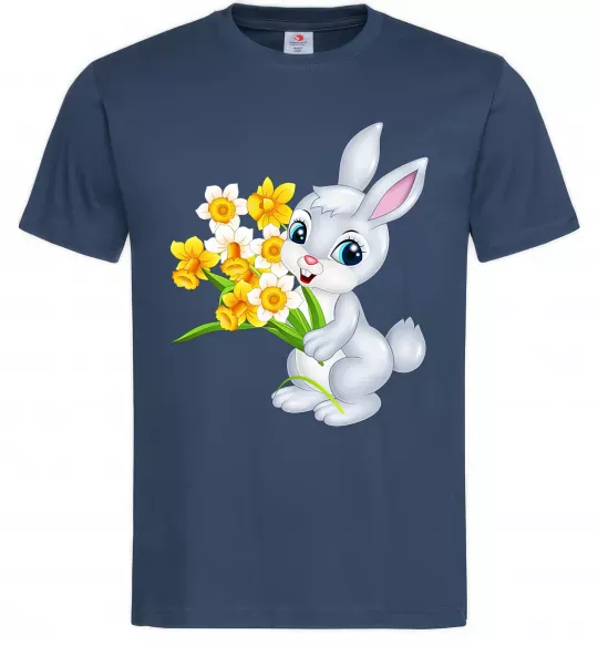 Мужская футболка Заєць з нарцисами Темно-синий фото