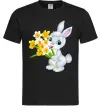 Мужская футболка Заєць з нарцисами Черный фото