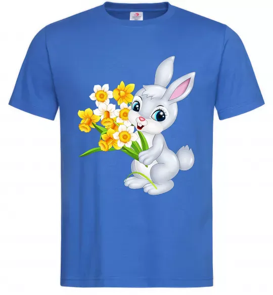 Мужская футболка Заєць з нарцисами Ярко-синий фото