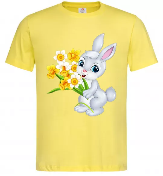 Мужская футболка Заєць з нарцисами Лимонный фото