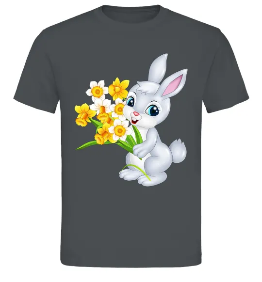 Мужская футболка Заєць з нарцисами Графит фото