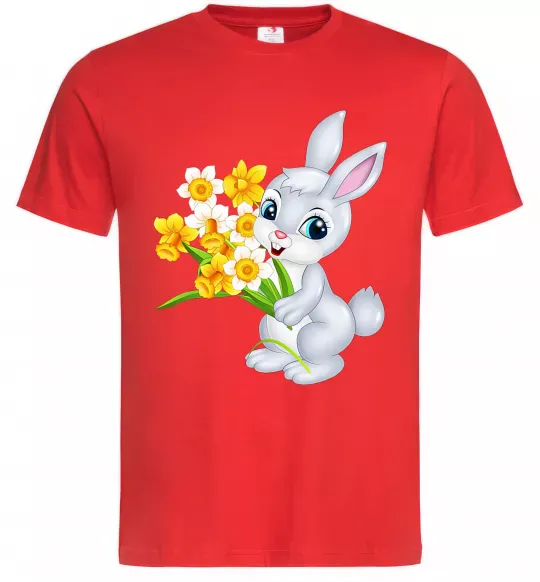 Мужская футболка Заєць з нарцисами Красный фото