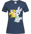 Жіноча футболка Заєць з нарцисами Темно-синій фото