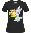 Жіноча футболка Заєць з нарцисами Чорний фото