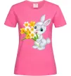 Жіноча футболка Заєць з нарцисами Яскраво-рожевий фото