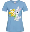 Жіноча футболка Заєць з нарцисами Блакитний фото