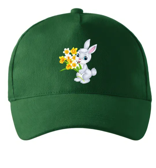 Кепка Заєць з нарцисами Темно-зелений фото
