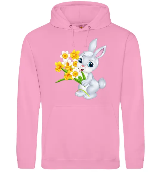 Мужская толстовка (худи) Заєць з нарцисами Розовый фото