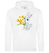Мужская толстовка (худи) Заєць з нарцисами Белый фото